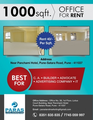 1000 sq ft Office for Rent near Panchami Hotel